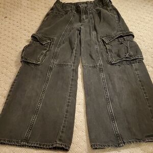 Old Navy Y2K Grunge Black Cargo Pants Wide Leg Size 10 Girls